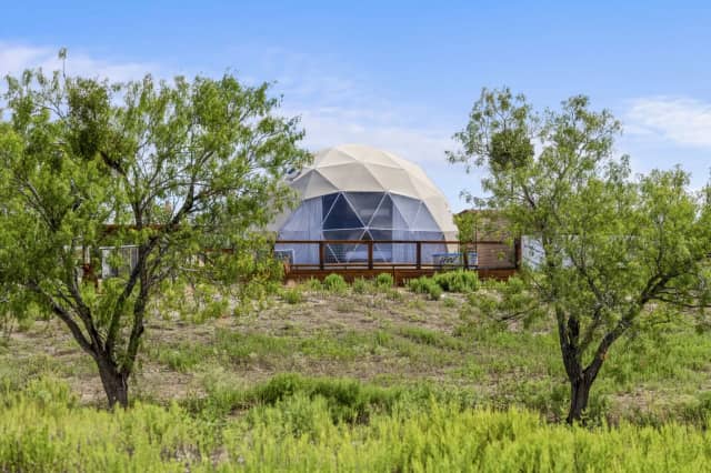 Glamping dome with wraparound deck