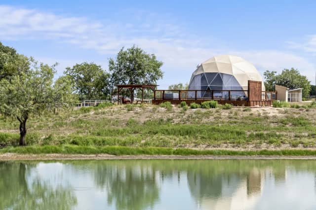 Property pond with dome view