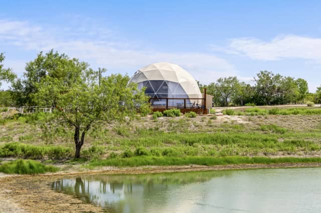 Scenic pond and dome landscape